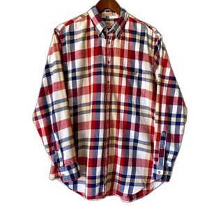 Vintage The Fox Collection Men's Large Flannel 100% Cotton Button Down Shirt 70s